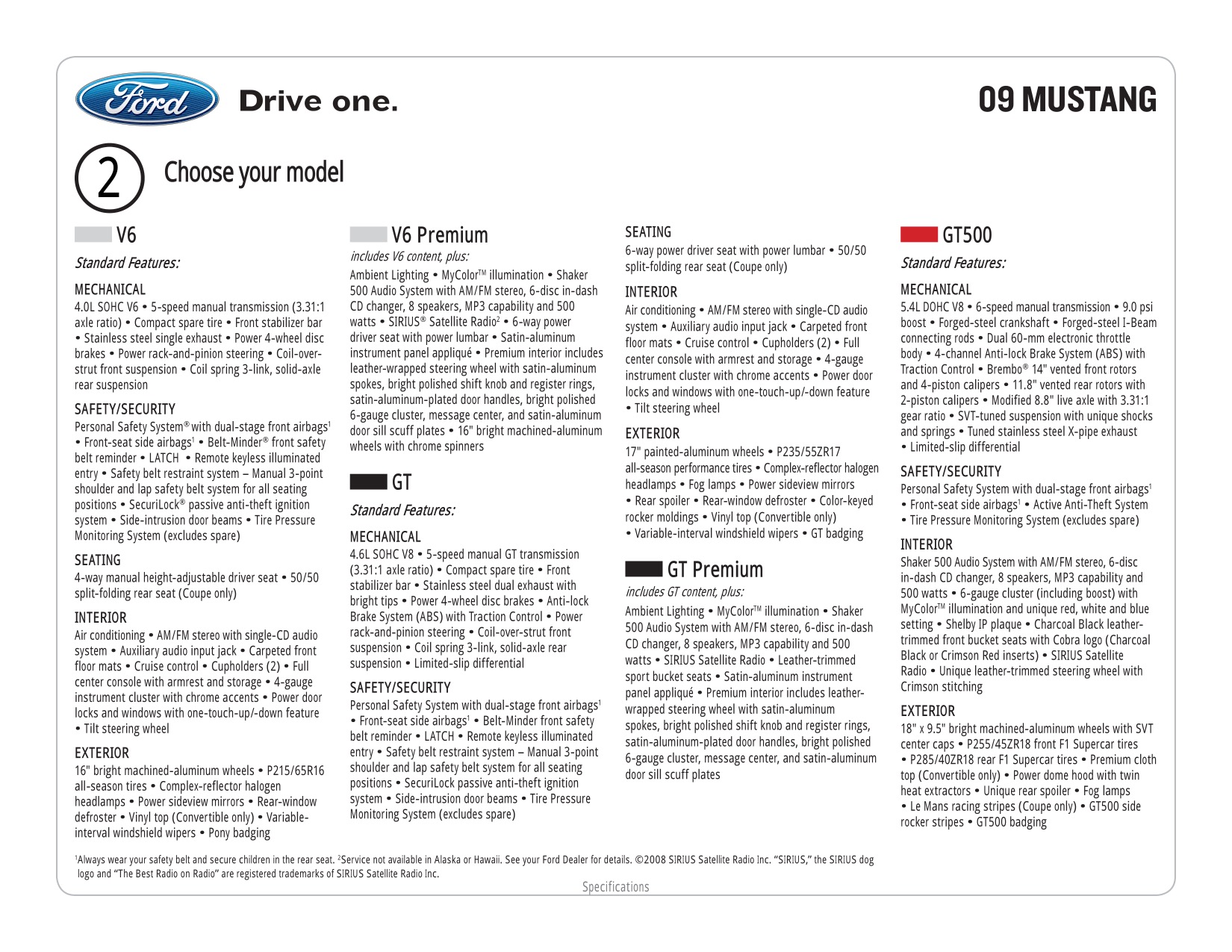 2009 Ford Mustang Brochure Page 2